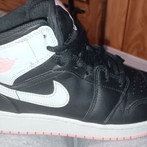 Jordan Black and White Sneakers with Pink Accents